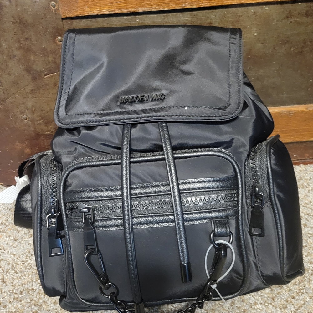 Black Women's Backpack NEW Steve Madden 15.5" Tall X 8.5" W X 3" Deep